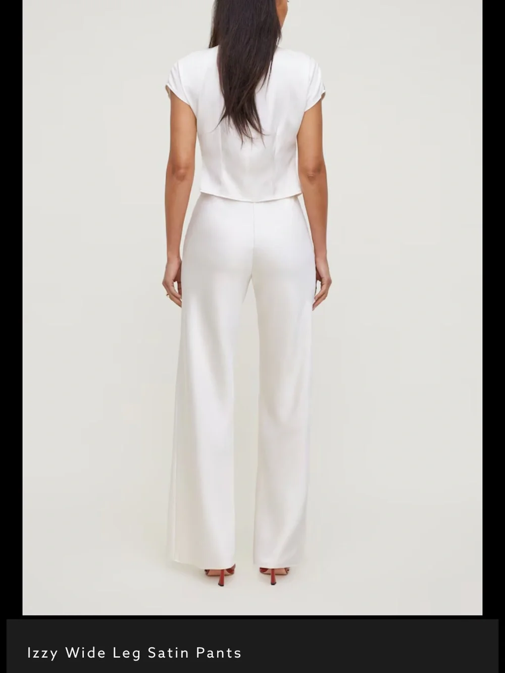 Dynamite Izzy Wide Leg Satin Pants in White - Picture 2 of 5